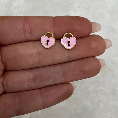 BRINCO INFANTIL CORAÇÃO CADEADO ROSA CLARO