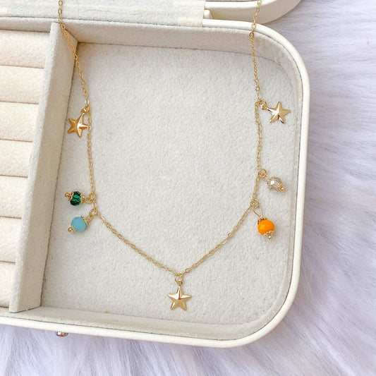 COLAR LINHA VERÃO ESTRELA COM MIÇANGAS COLORIDAS