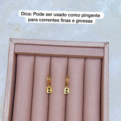 CONJUNTO PERSONALIZADO MINI LETRA BRINCO + COLAR - consultar letras via whatsapp