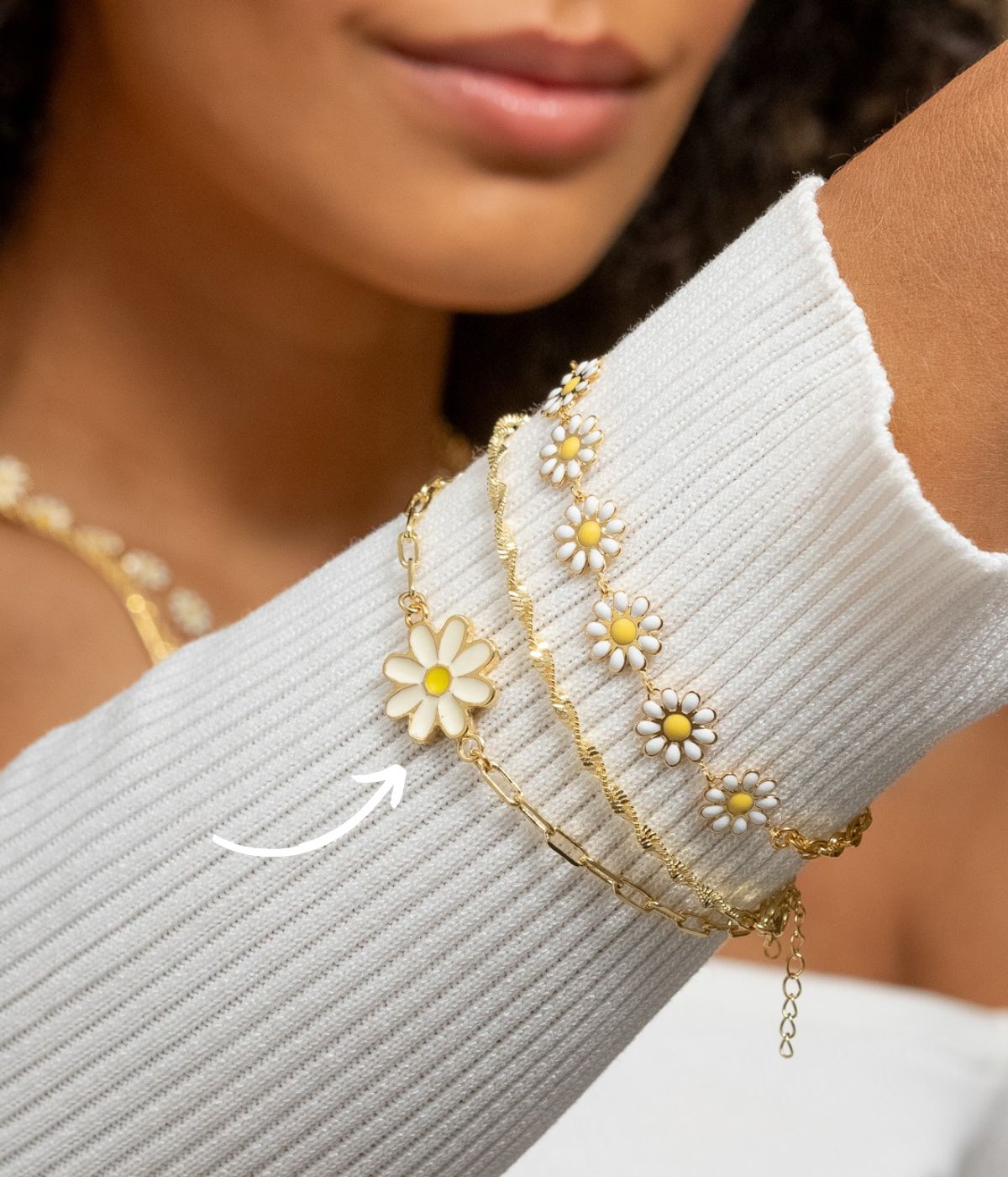 PULSEIRA FLOR MARGARIDA EM RESINA 7 CORES