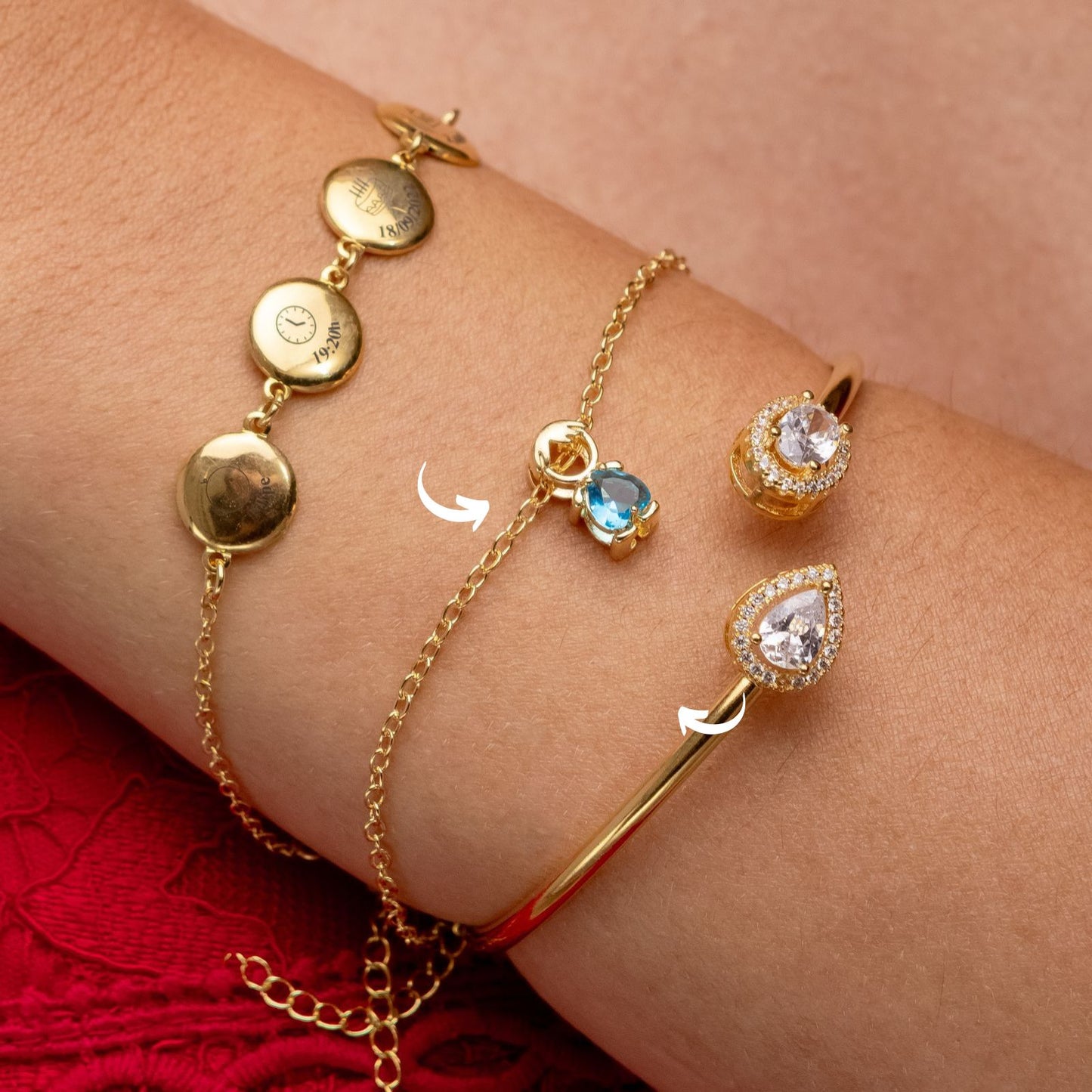PULSEIRA FILHOS MENINO/MENINA CORAÇÃO VERMELHO OU AZUL